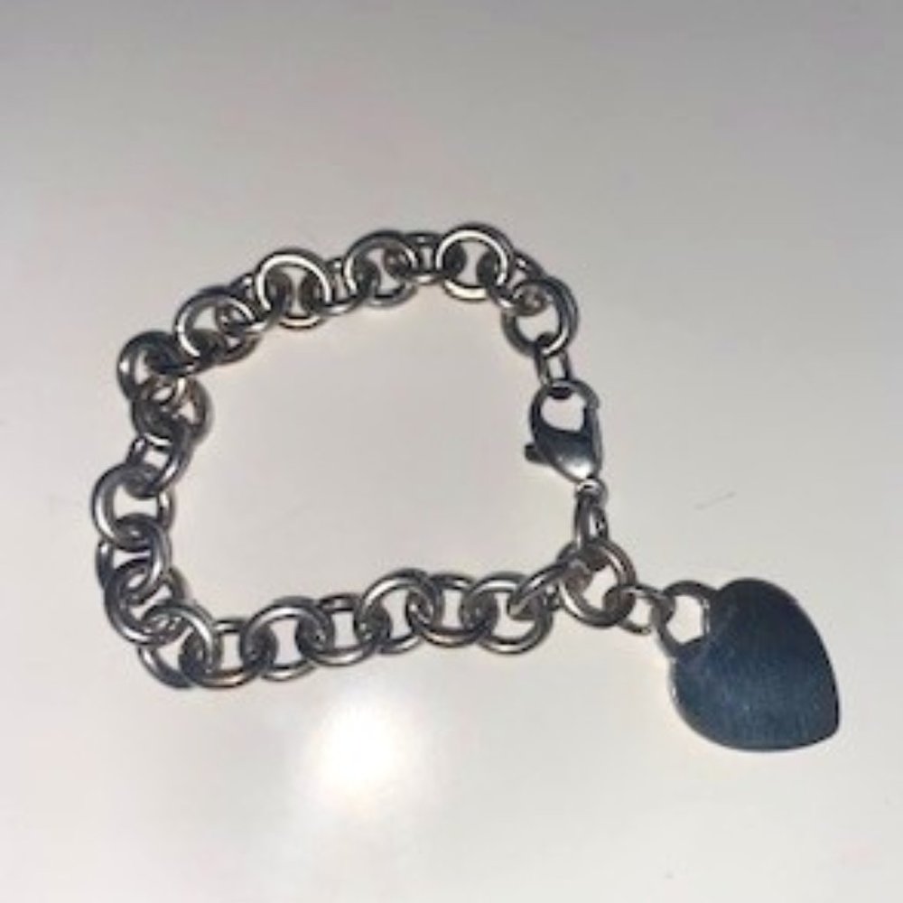Tiffany & Co Sterling Silver Heart Tag Charm Bracelet